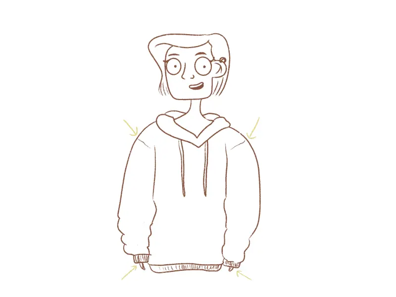 how to draw a hoodie on a person