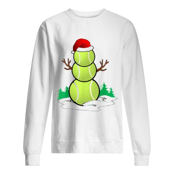 tennis Snowman Funny Santa hat Gift Party Christmas T-Shirt