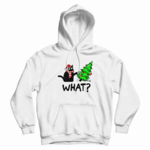 Black Cat Gift Pushing Christmas Tree Over Cat What Hoodie For UNISEX