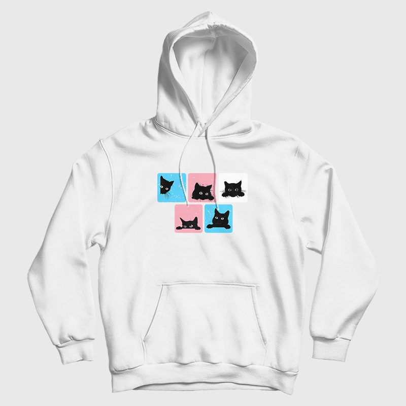 Black Cat Transgender Pride Hoodie Black Cat Transgender Pride Hoodie