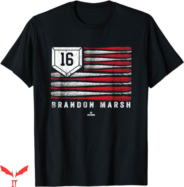 Brandon Marsh T-Shirt Vintage US Flag Baseball Stripes