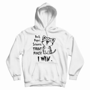 Cat Rock Paper Scissors Throat Punch I Win Hoodie For UNISEX
