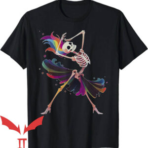Dancing Skeleton T-Shirt Rainbow Ballerina Halloween