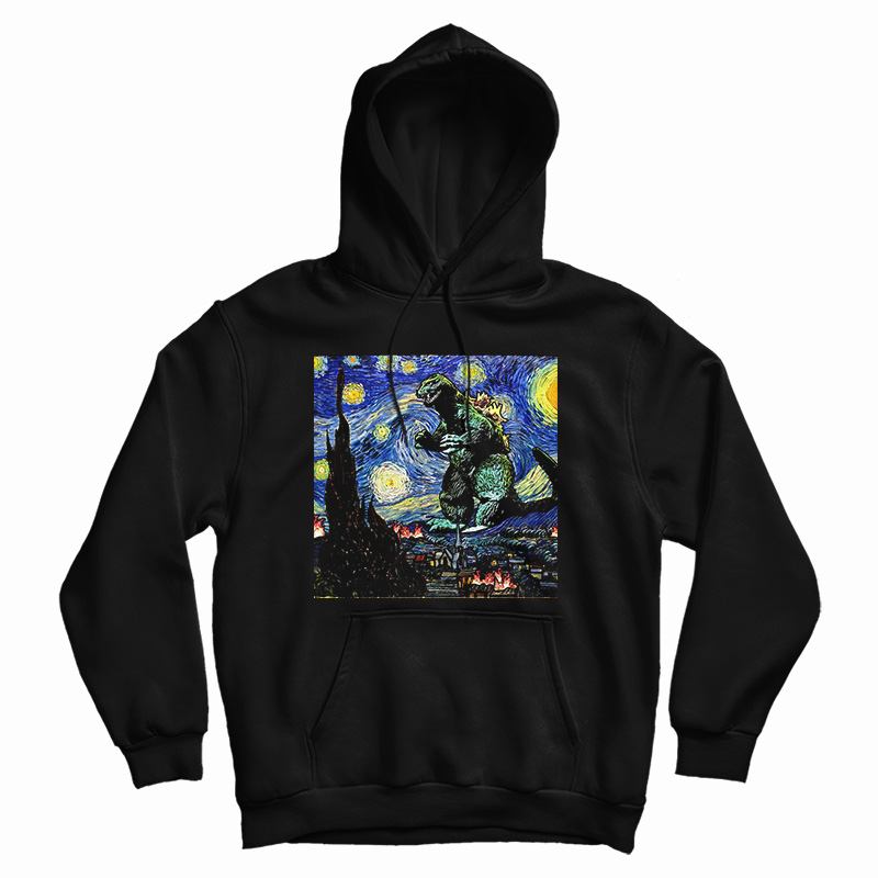 Godzilla Starry Night Van Gogh Hoodie Godzilla Starry Night Van Gogh Hoodie