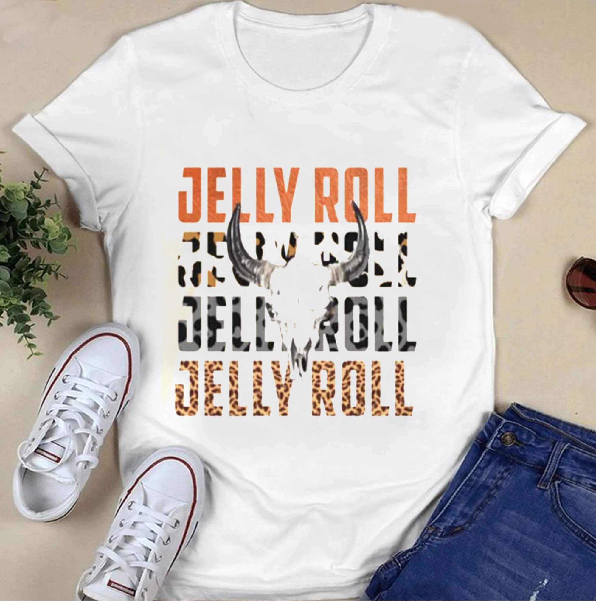 Jelly Roll Bull Skull Country Western Concert T-shirt Jelly Roll Bull Skull Country Western Concert T-shirt