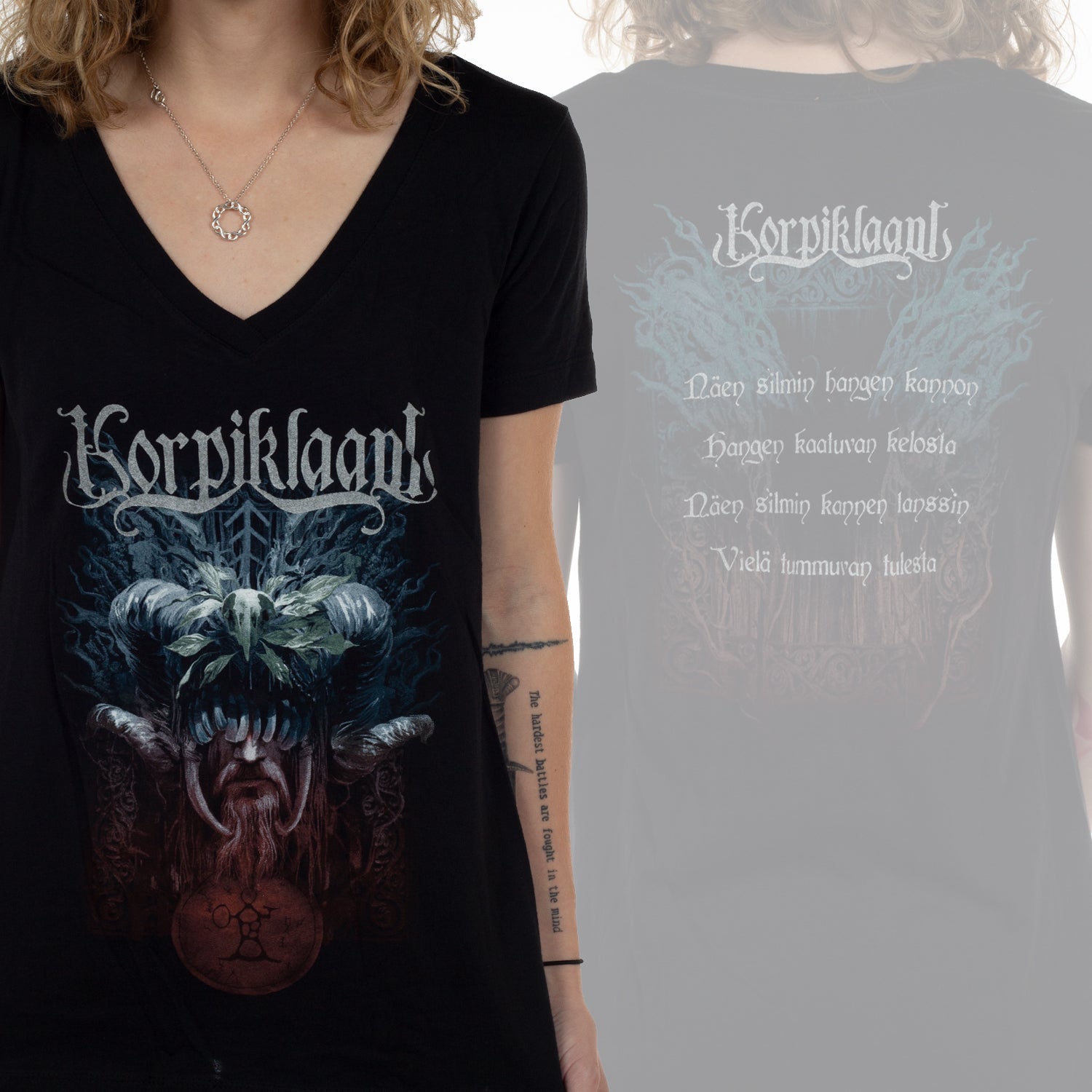 Korpiklaani Wayfarer V-neck Girls T-shirt Korpiklaani Wayfarer V-neck Girls T-shirt