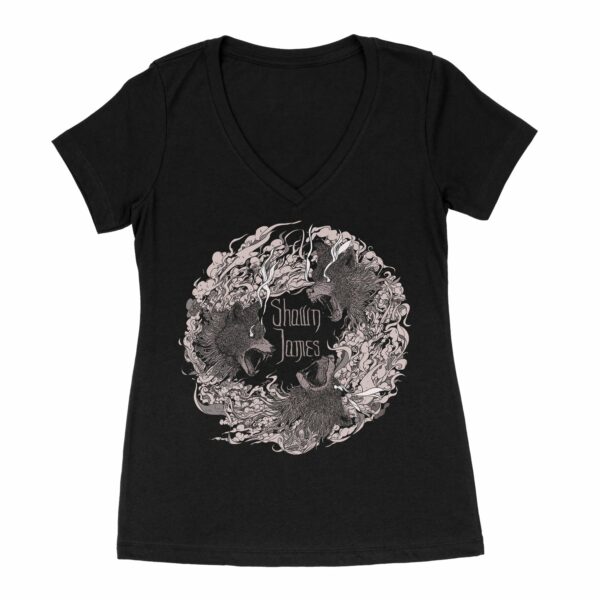 Shawn James Wolf Triad V-Neck Girls T-shirt
