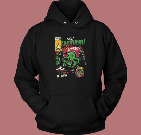 A Wild Cathulhu Appears Funny Hoodie Style