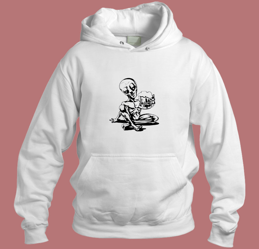 Alien Drinking Beer Aesthetic Hoodie Style Alien Drinking Beer Aesthetic Hoodie Style
