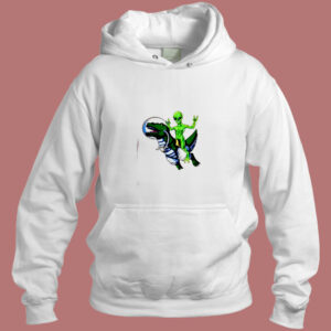 Alien Riding T Rex Aesthetic Hoodie Style