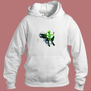 Alien Riding T Rex Aesthetic Hoodie Style