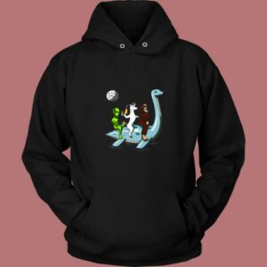 Alien Unicorn Bigfoot Riding Loch Ness Monster Vintage Hoodie