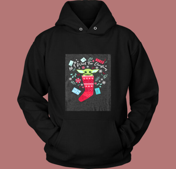 All I Want For Christmas Baby Yoda Vintage Hoodie