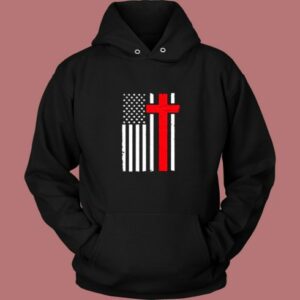 American Flag Christian Cross Usa Flag Vintage Hoodie 2