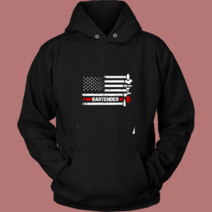 American Flag Cocktail Shaker Bartender Vintage Hoodie 1