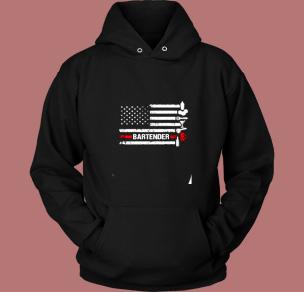 American Flag Cocktail Shaker Bartender Vintage Hoodie