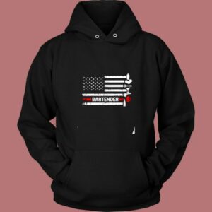 American Flag Cocktail Shaker Bartender Vintage Hoodie 2