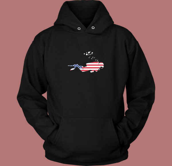 American Flag Usa Free Diving Scuba Diver Vintage Hoodie
