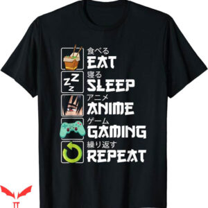 Anime Vintage T-Shirt Eat Sleep Anime Gaming TShirt Trending