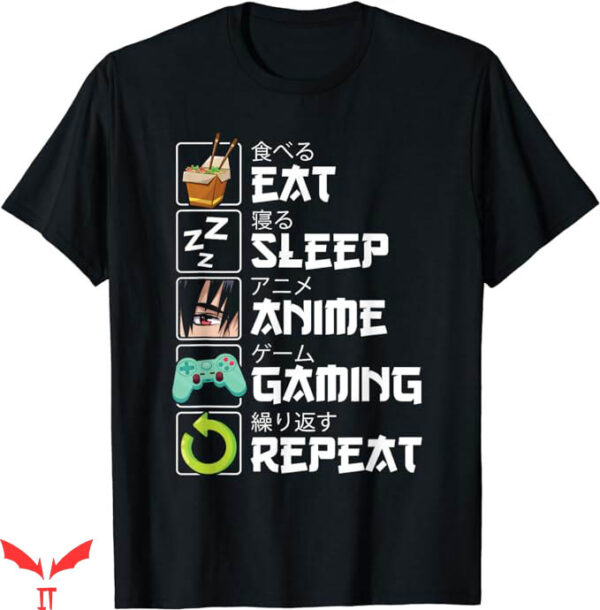 Anime Vintage T-Shirt Eat Sleep Anime Gaming TShirt Trending
