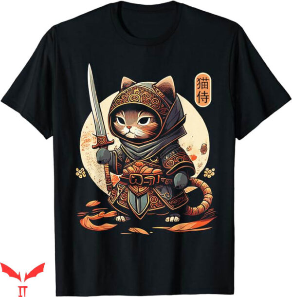 Anime Vintage T-Shirt Japanese Samurai Cat Tattoo Trending