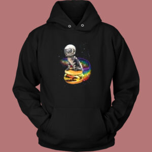 Astronaut Cat Rainbow Burger Hoodie Style