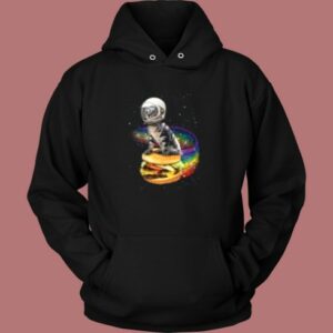 Astronaut Cat Rainbow Burger Hoodie Style