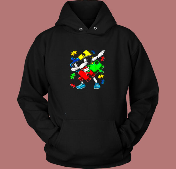 Autism Awareness Dabbing Puzzle Piece Vintage Hoodie