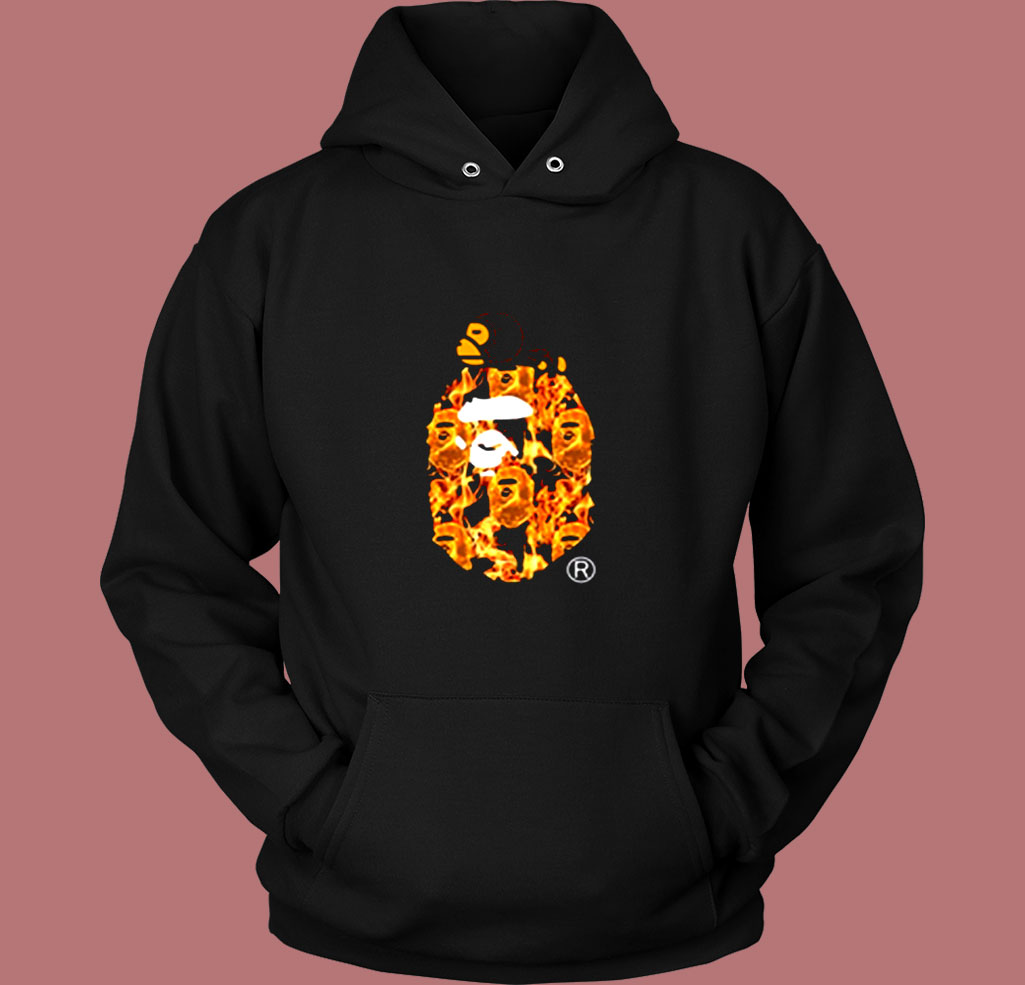 Bape Flame Milo On Big Ape Vintage Hoodie Bape Flame Milo On Big Ape Vintage Hoodie