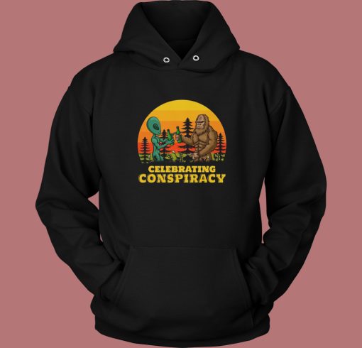Bigfoot And Alien Celebrating Drink Hoodie Style Bigfoot And Alien Celebrating Drink Hoodie Style