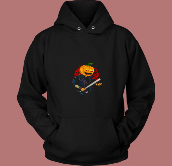 Biker Pumpkin Cool Halloween 80s Hoodie