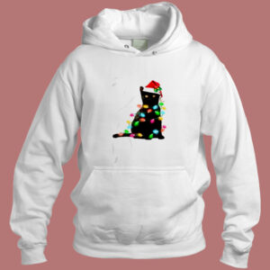 Black Cat Christmas Light Aesthetic Hoodie Style
