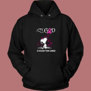 Breast Cancer Awareness My God Is Bigger Than Cancer Snoopy Vintage Hoodie