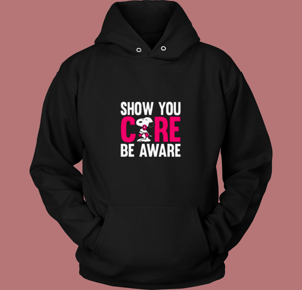 Breast Cancer Awareness Show You Care Be Aware Snoopy 80s Hoodie Breast Cancer Awareness Show You Care Be Aware Snoopy 80s Hoodie