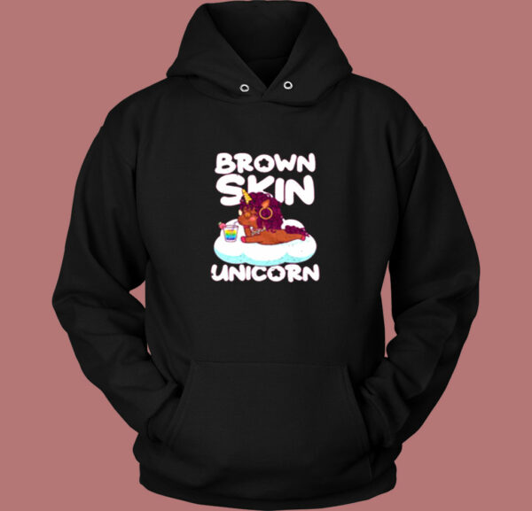 Brown Skin Girl Melanin Unicorn Vintage Hoodie
