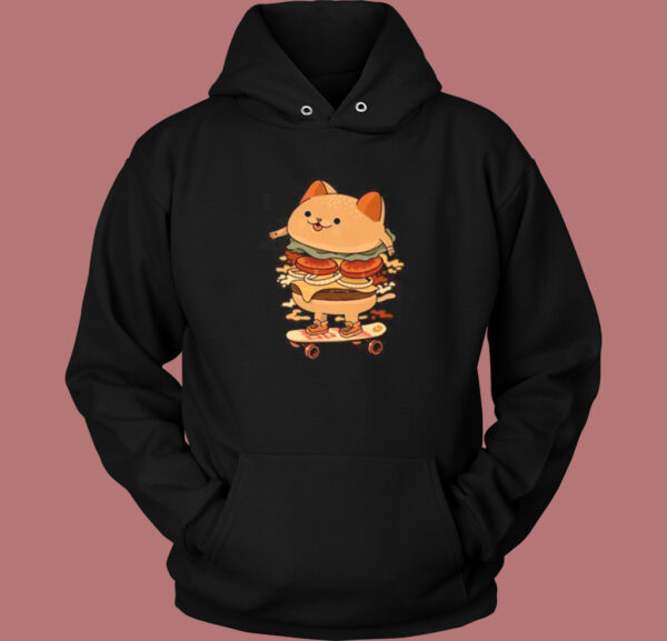 Burger Cat Is Skater Hoodie Style
