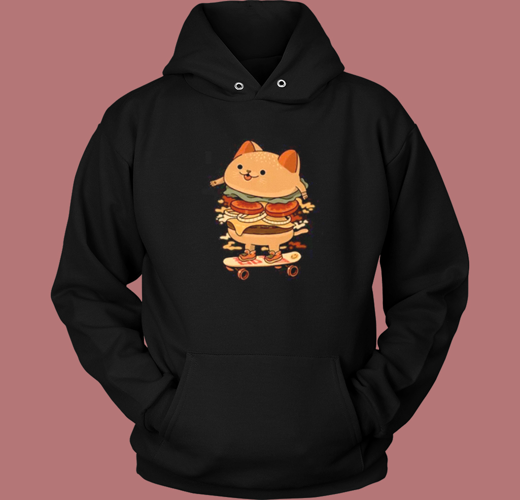 Burger Cat Is Skater Hoodie Style Burger Cat Is Skater Hoodie Style