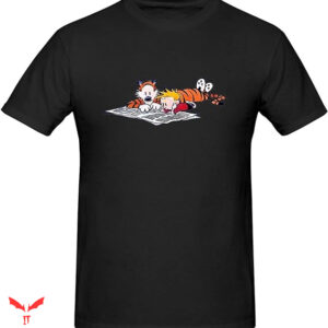 Calvin And Hobbes T-shirt Reading Book