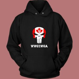Canadian Qanon Punisher Skull Vintage Hoodie