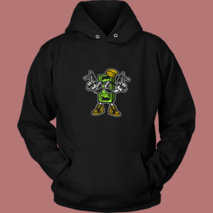 Cash Rules Funny Cartoon Money Bills Vintage Hoodie