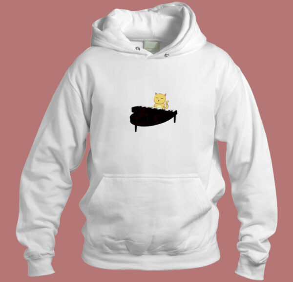 Cat Playing Piano Aesthetic Hoodie Style