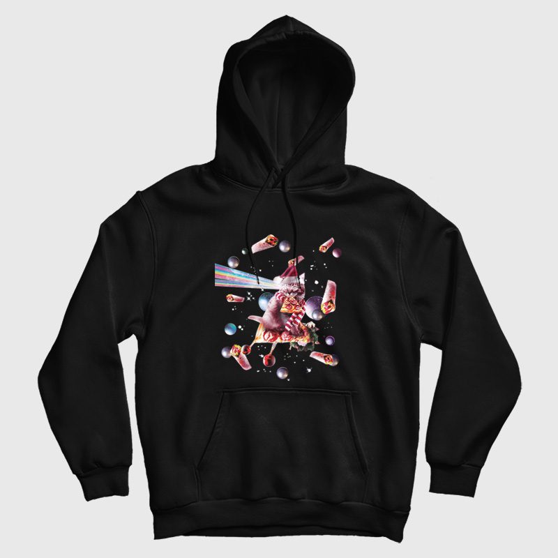 Christmas Pizza Cat Laser Eyes Hoodie Christmas Pizza Cat Laser Eyes Hoodie