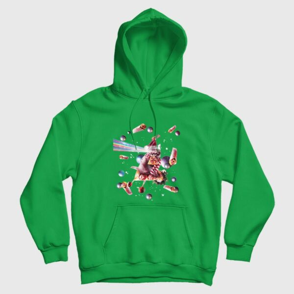 Christmas Pizza Cat Laser Eyes Hoodie