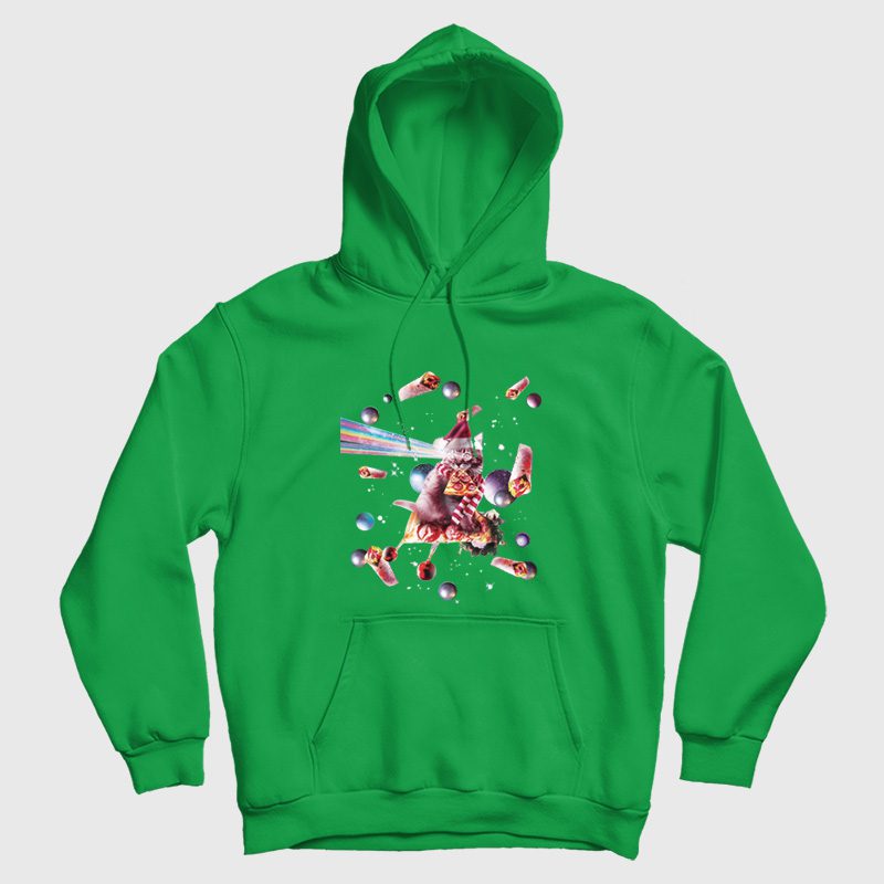 Christmas Pizza Cat Laser Eyes Hoodie Christmas Pizza Cat Laser Eyes Hoodie