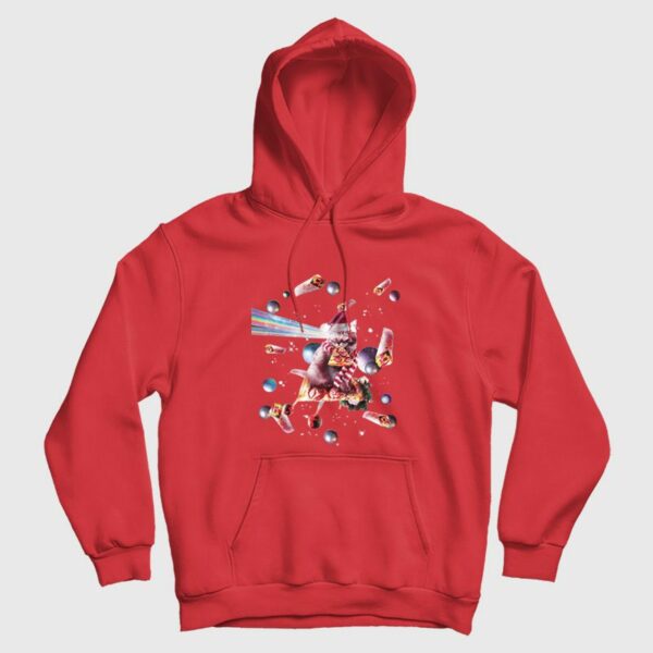 Christmas Pizza Cat Laser Eyes Hoodie