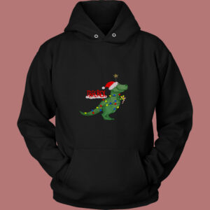 Christmas Tree T Rex Funny Parody 80s Hoodie