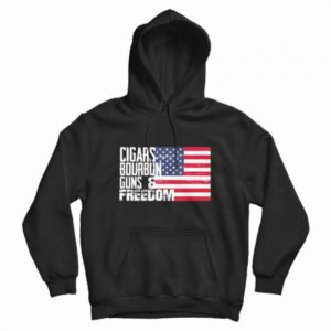 Cigars Bourbon Guns Freedom American Flag Vintage Hoodie 1