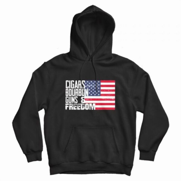 Cigars Bourbon Guns Freedom American Flag Vintage Hoodie