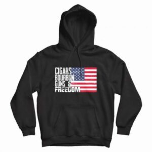 Cigars Bourbon Guns Freedom American Flag Vintage Hoodie 2