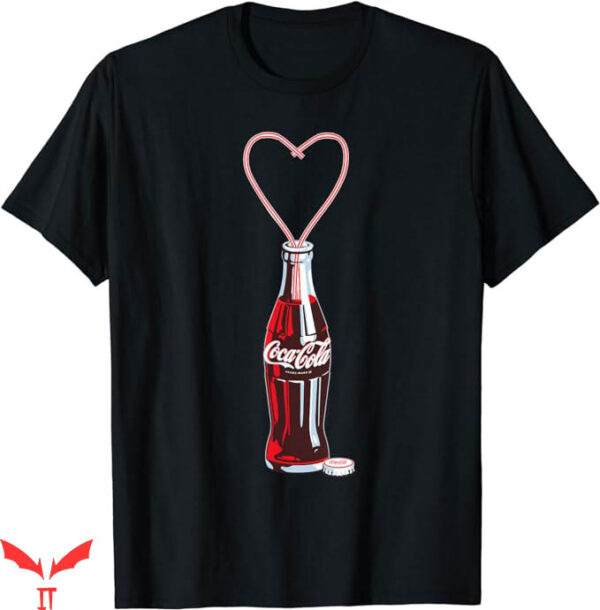 Coca Cola 80S T-Shirt Bottle Heart Straws T-Shirt Trending